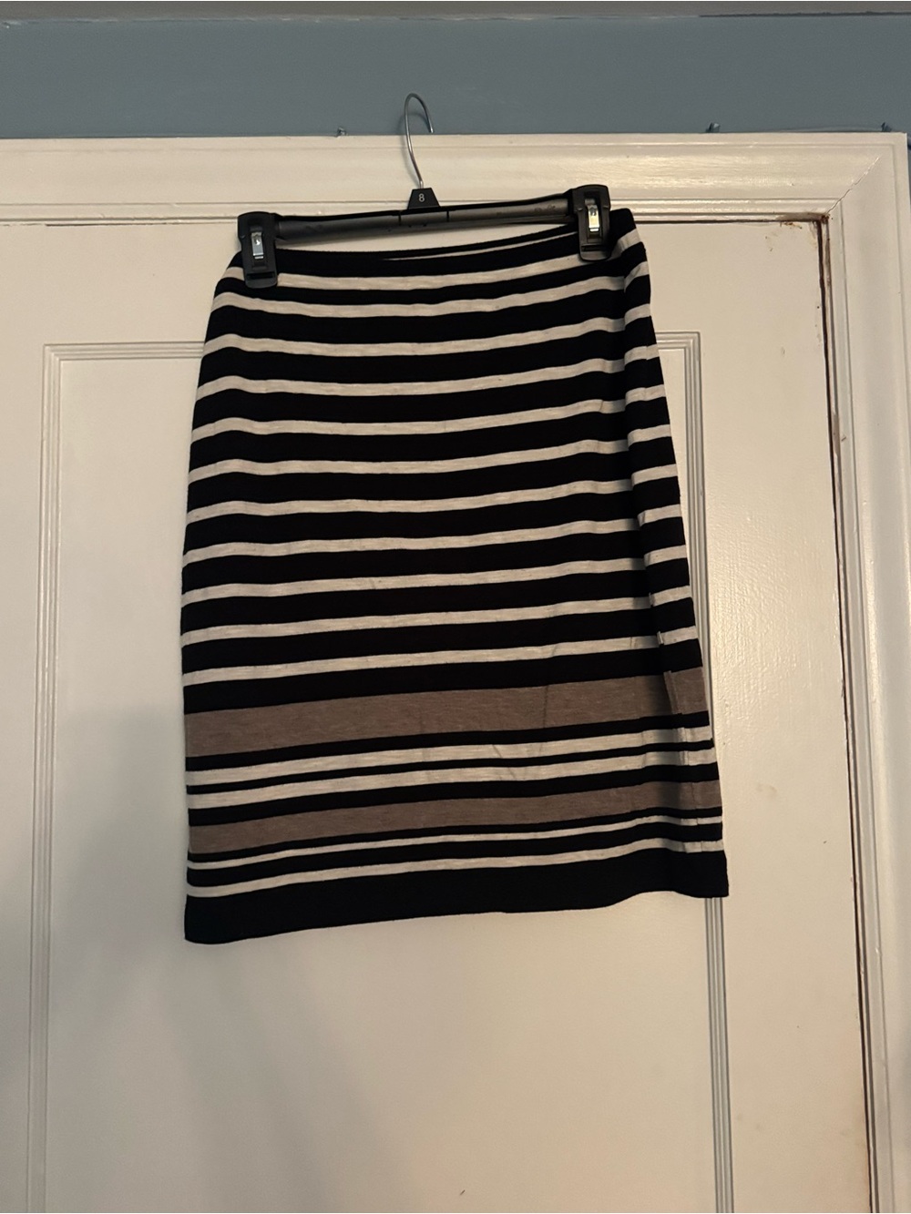 Max Studio Black, White & Brown Striped Pencil Skirt Size L
